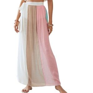 NEW Colorblock Long Sarong Beach Cover Up